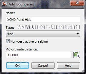 پنجره Add Boundaries را مطابق شکل کامل کنید و Type را به Hide تغییر دهید.
