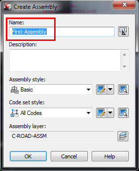 در پنجره ی باز شده، در قسمت Name مشابه شکل یک اسم برای Assembly تایپ کنید. برای مثال : First-Assembly