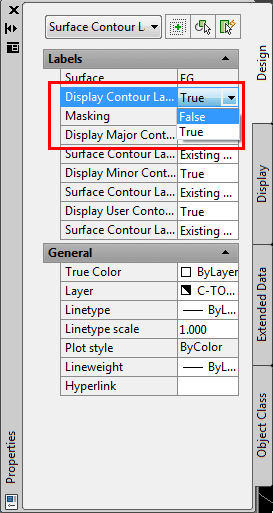 مشخصه ی Display Contour Label Line را به False تغییر دهید.
