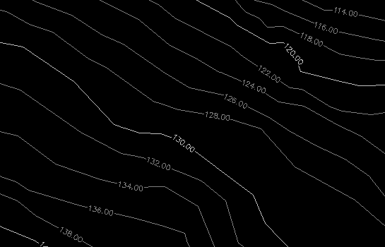 شکل نهایی خطوط توپوگرافی و اعداد ترازهای مختلف قابل مشاهده است.